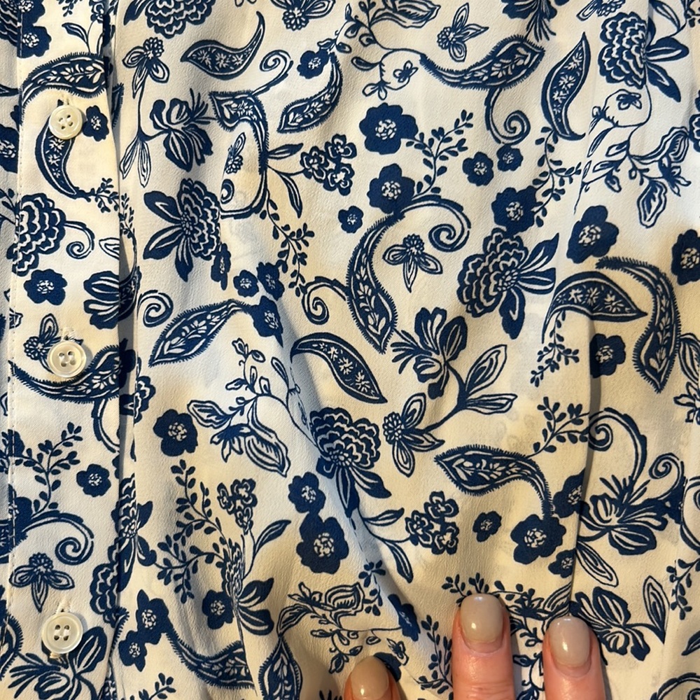 FAVORITE DAUGHTER Blue floral silky crop blouse - Picture 3 of 8